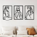 Beautiful Women Silhouette Line Metal Art Frames Wall Decor