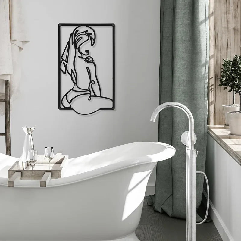 Beautiful Women Silhouette Line Metal Art Frames Wall Decor