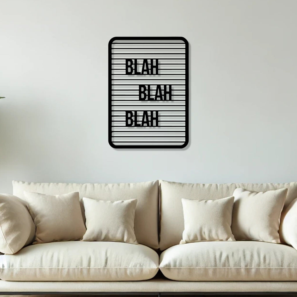 Blah Blah Blah Text Line Art Metal Art Wall Decor