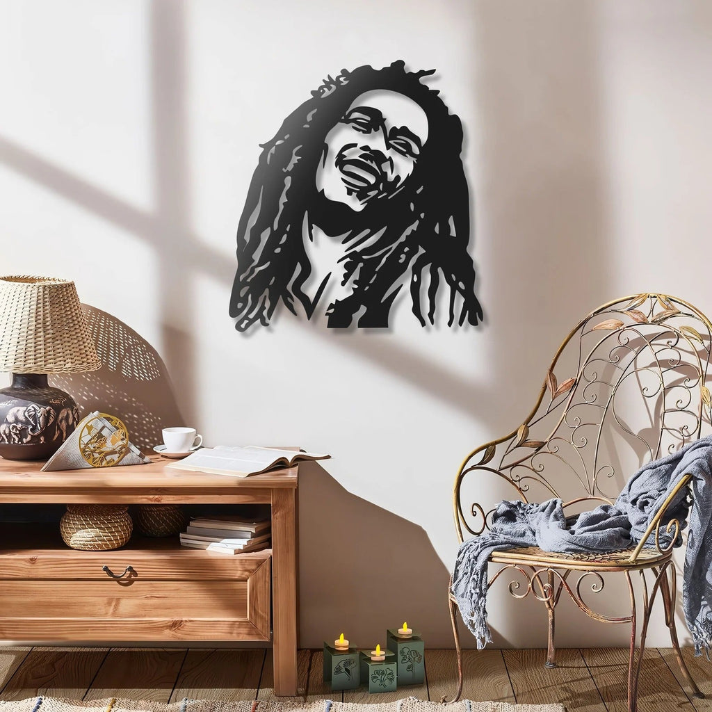 Bob Marley Design Silhouette Metal Wall Art Decor