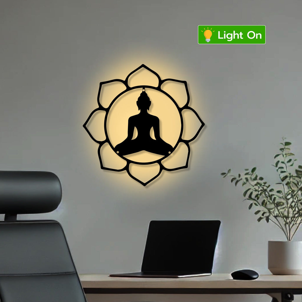 Buddha Calm & Peaceful Statue Metal Art Wall Decor