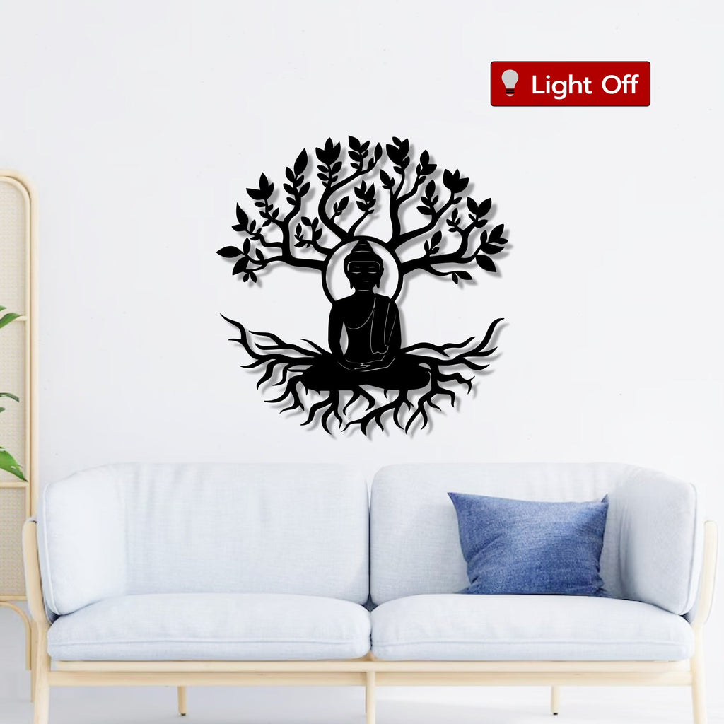 Buddha Tree Peaceful Meditation Metal Art Wall Decor