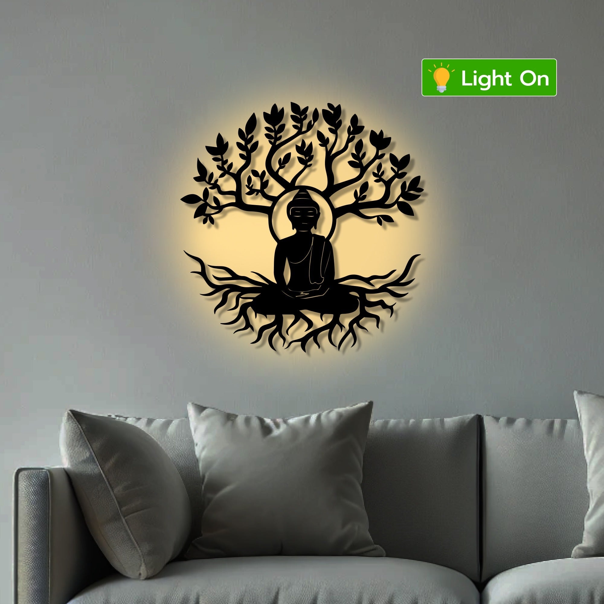Buddha Tree Peaceful Meditation Metal Art Wall Decor