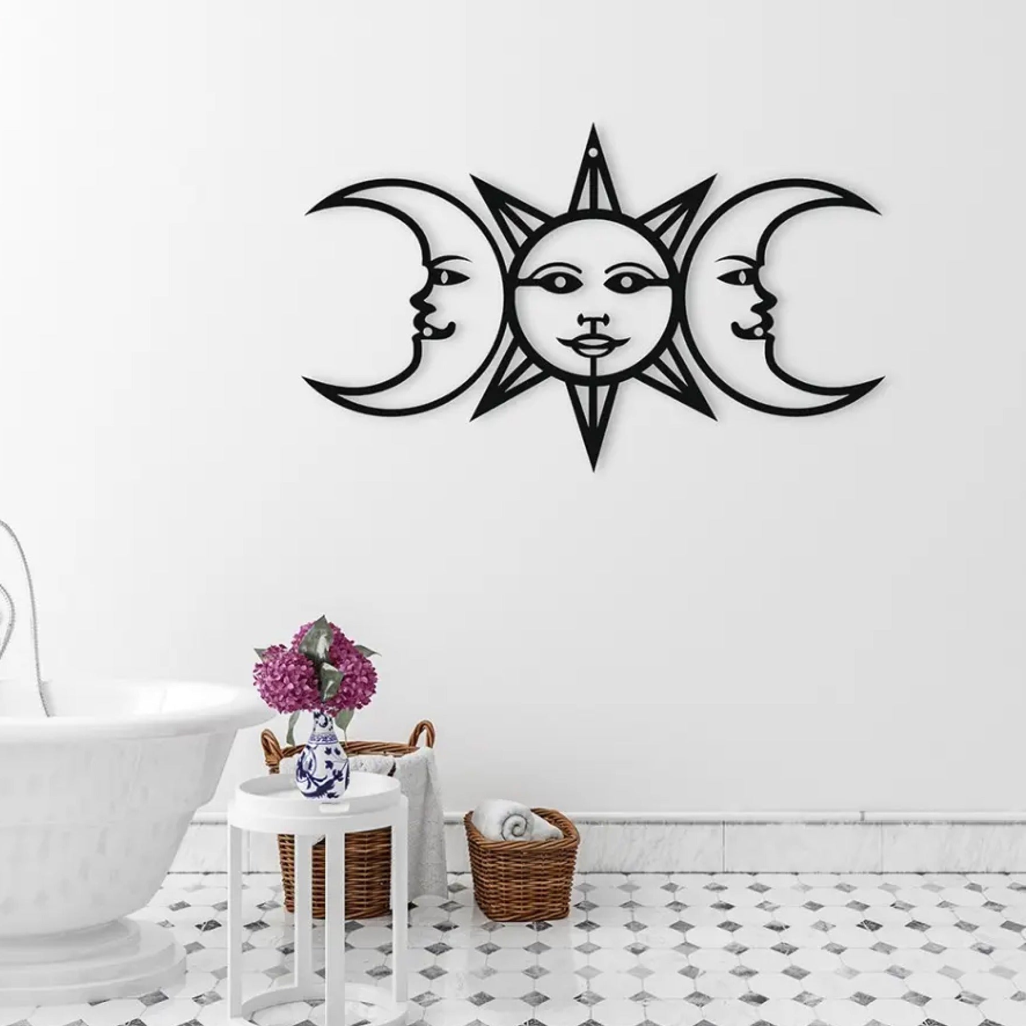 Celestial Art with Sun Moons Metal Art Wall Decor