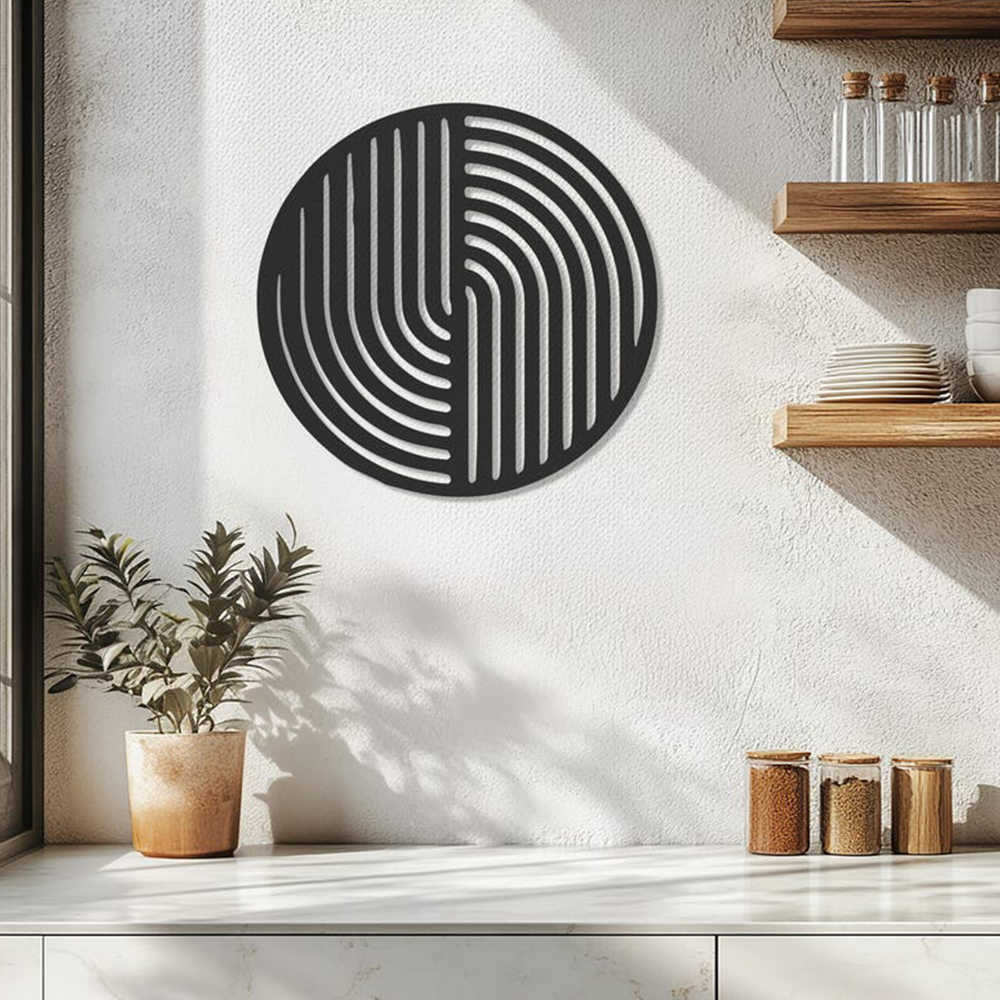 Circular Abstract Strips Wall Metal Art Decor