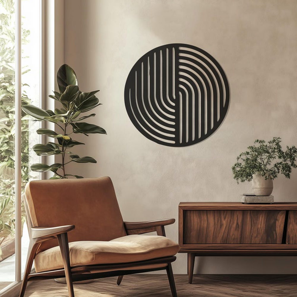 Circular Abstract Strips Wall Metal Art Decor