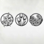 Circular Flora Collection Silhouette Metal Art Wall Decor