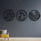 Circular Flora Collection Silhouette Metal Art Wall Decor