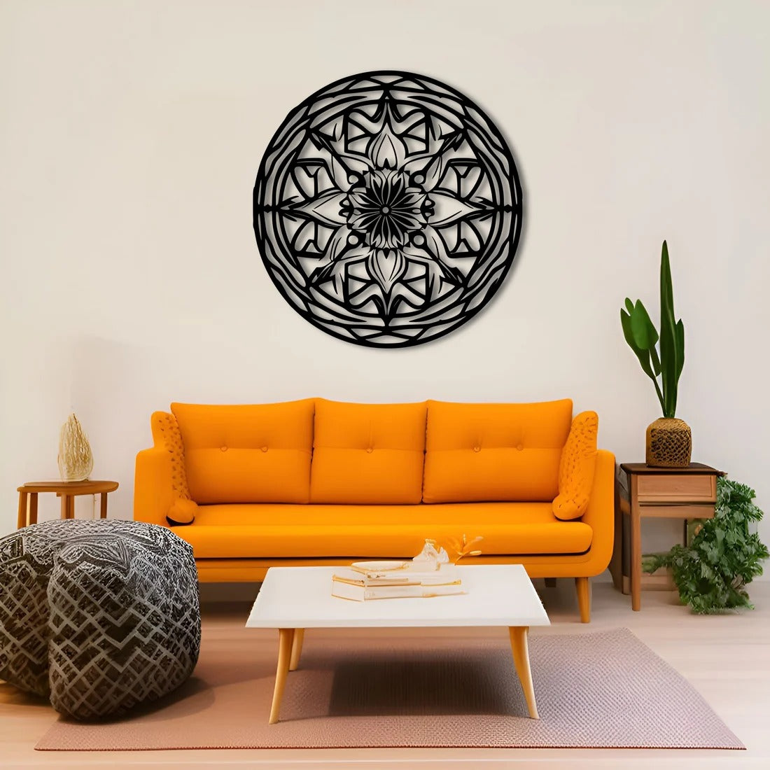 Circular Stripes Mandala Pattern Metal Art Wall Decor