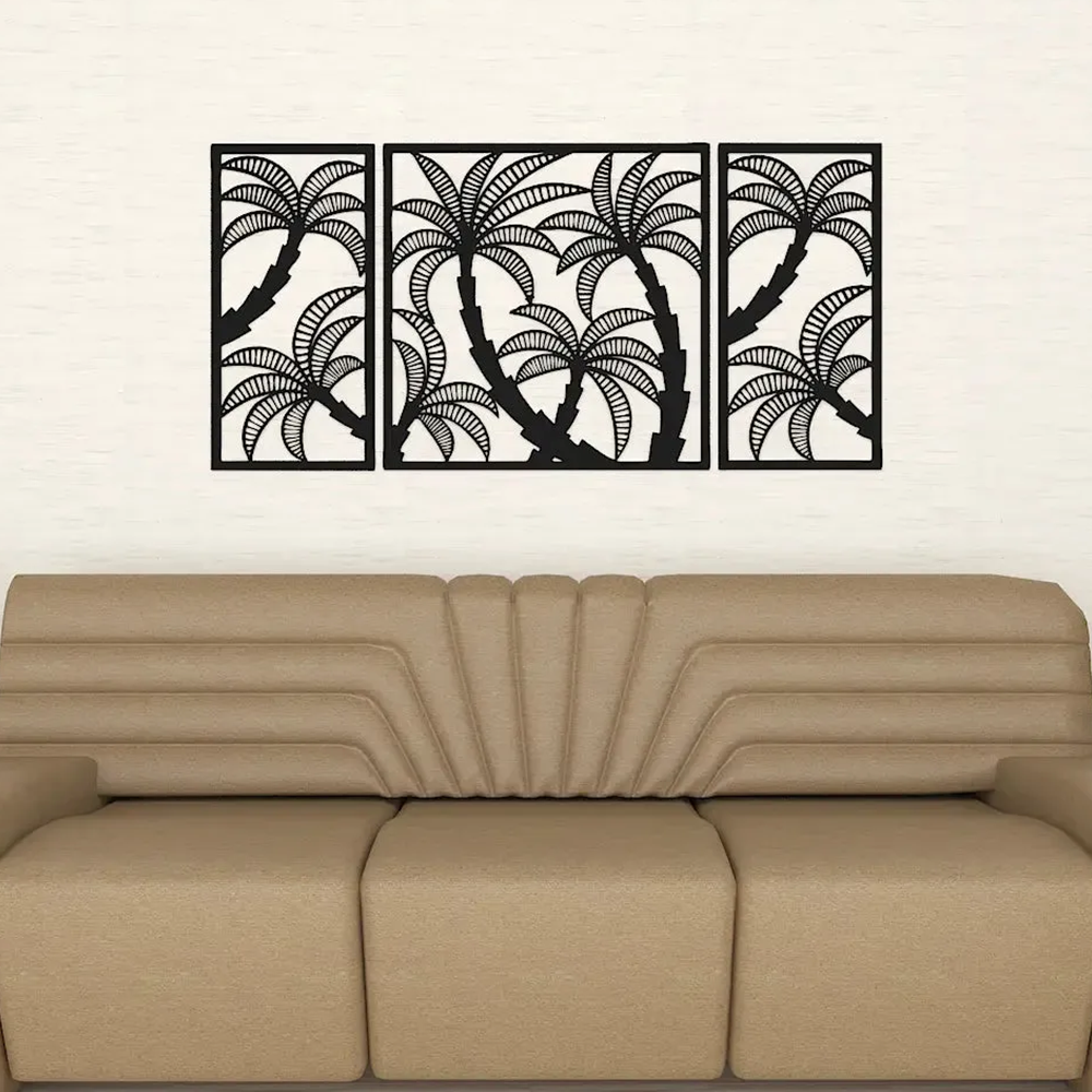 Coconut Tree Design Silhouette Metal Art Wall Decor