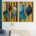 Colorful Feathers Premium Acrylic Art Floating Wall Painting Set of 2