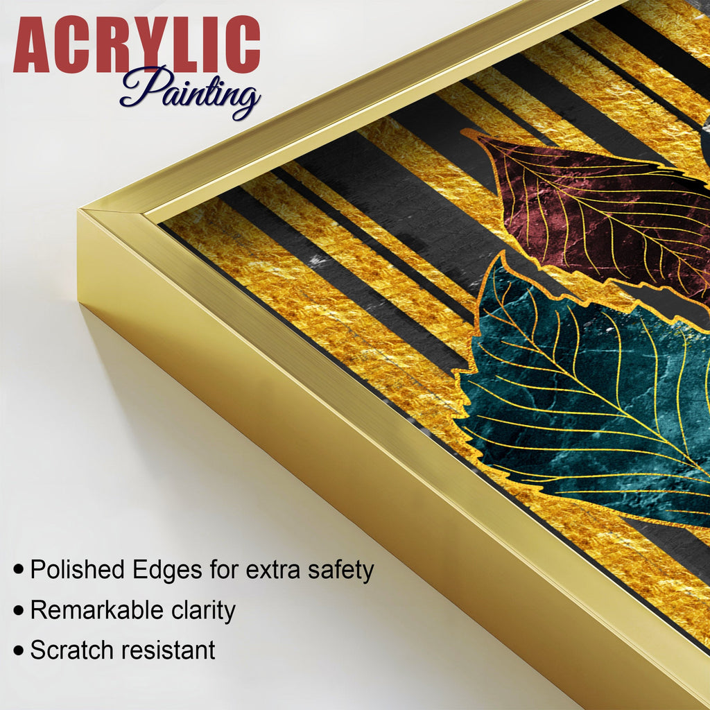 Colorful Feathers Premium Acrylic Art Floating Wall Painting Set of 2