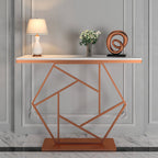Contemporary Copper Finish Console Table In Hexagonal Design