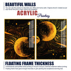 Cosmic Abstract Lunar Symphony in Space Acrylic Floating Wall Painting Set of 2