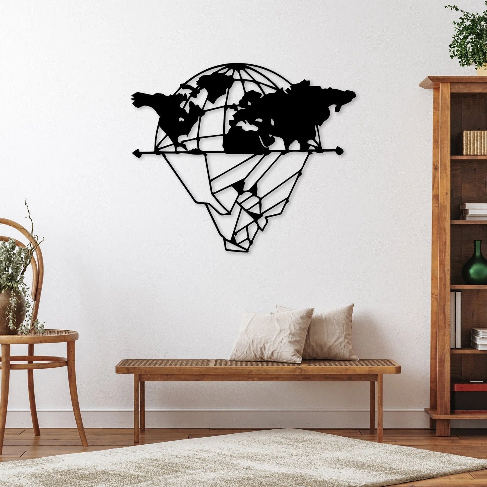 Divided Globe World Map Metal Art Wall Decor