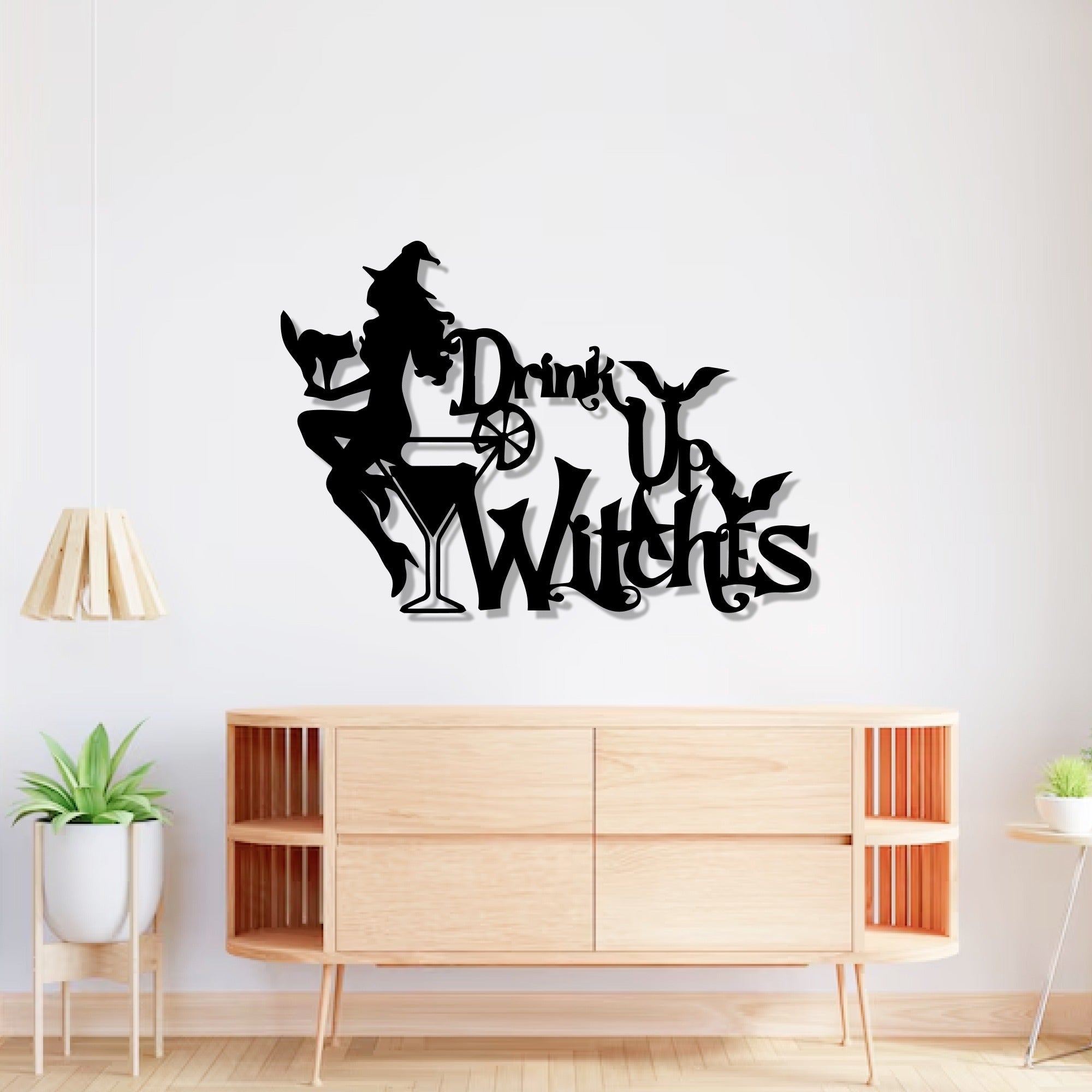 Drink Up Witches Sign Metal Art Wall Decor