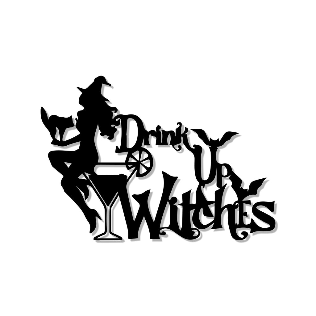 Drink Up Witches Sign Metal Art Wall Decor