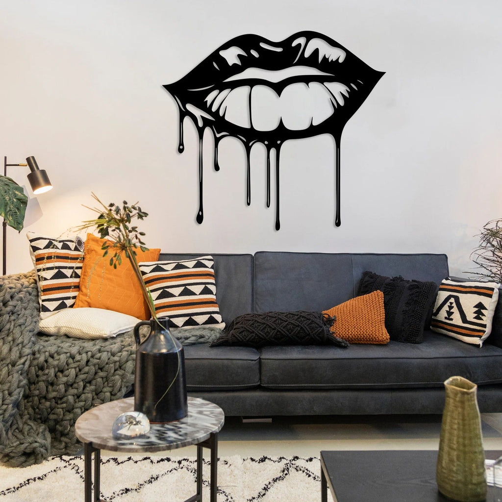 Dripping Lips Design Shade Metal Art Wall Decor