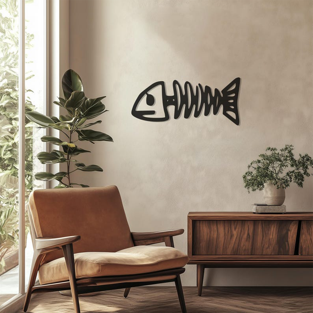 Fish Skeleton Metal Wall Art Modern Decor Artwork