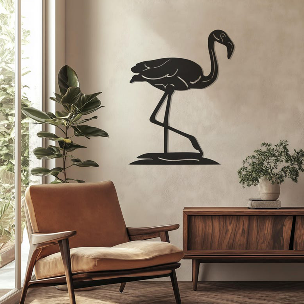 Flamingo Design Silhouette Metal Art Wall Decor