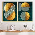 Geometric Circles Shapes Art Acrylic Floating Wall Painting Set Of 2