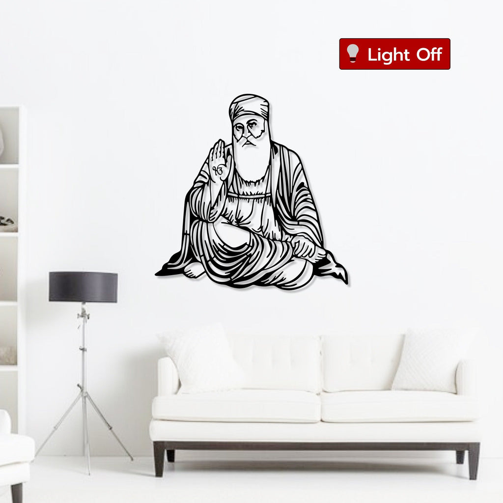 Guru Nanak Ji Metal Art Sikhism Wall Decor Hanging