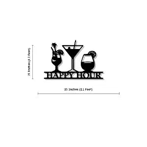 Happy Hour with Drinks Bar Sign Wall Metal Art Decor