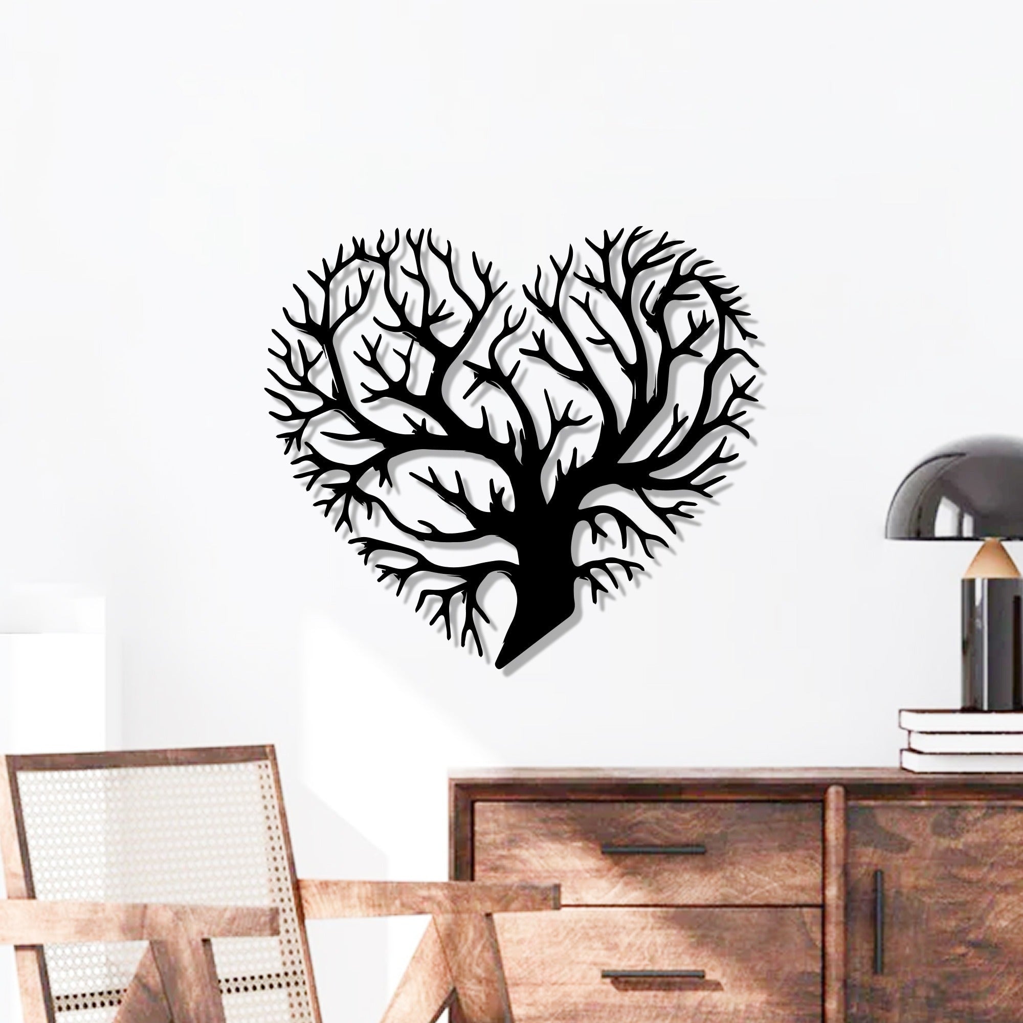 Heart Shape Large Tree Metal Wall Art Decor