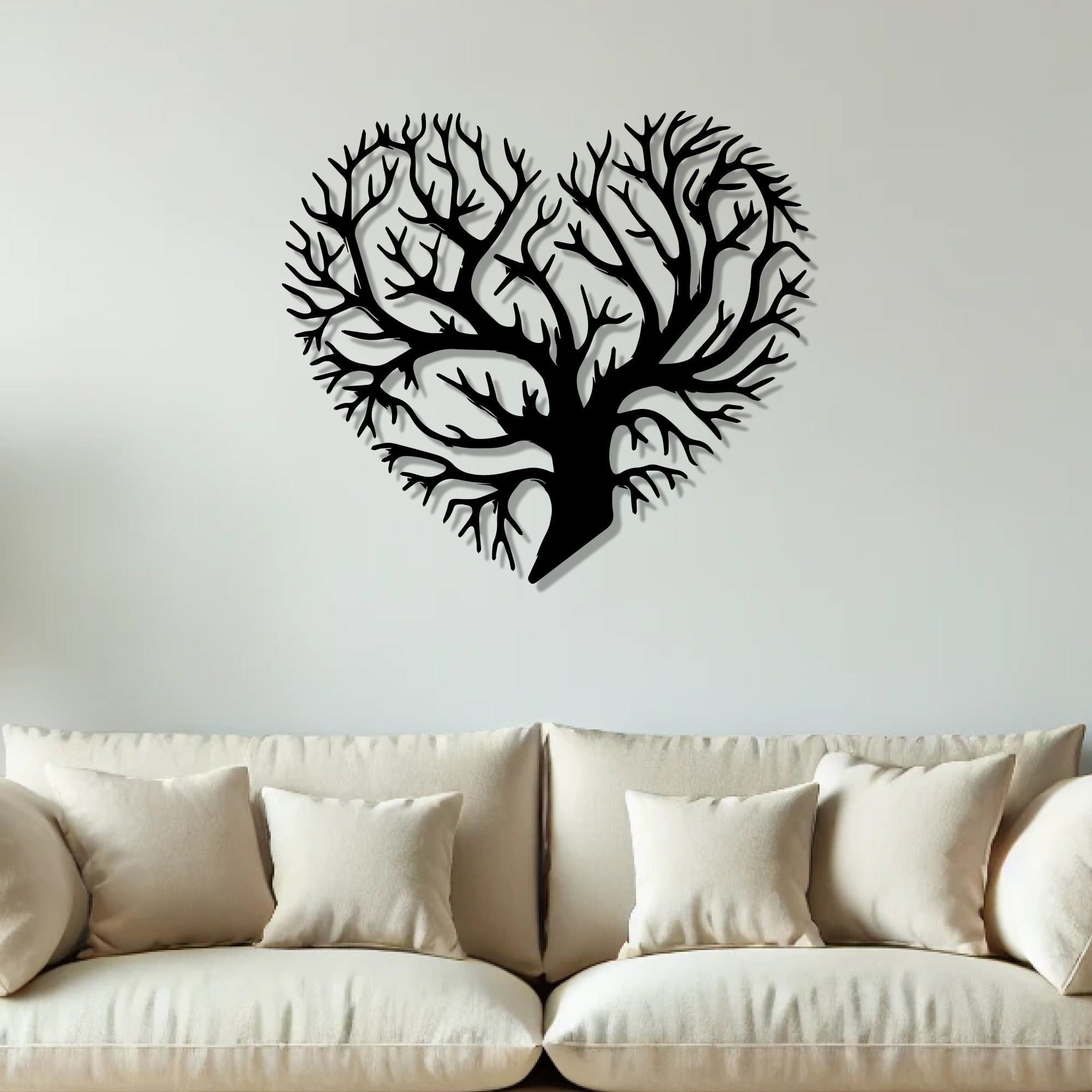 Heart Shape Large Tree Metal Wall Art Decor