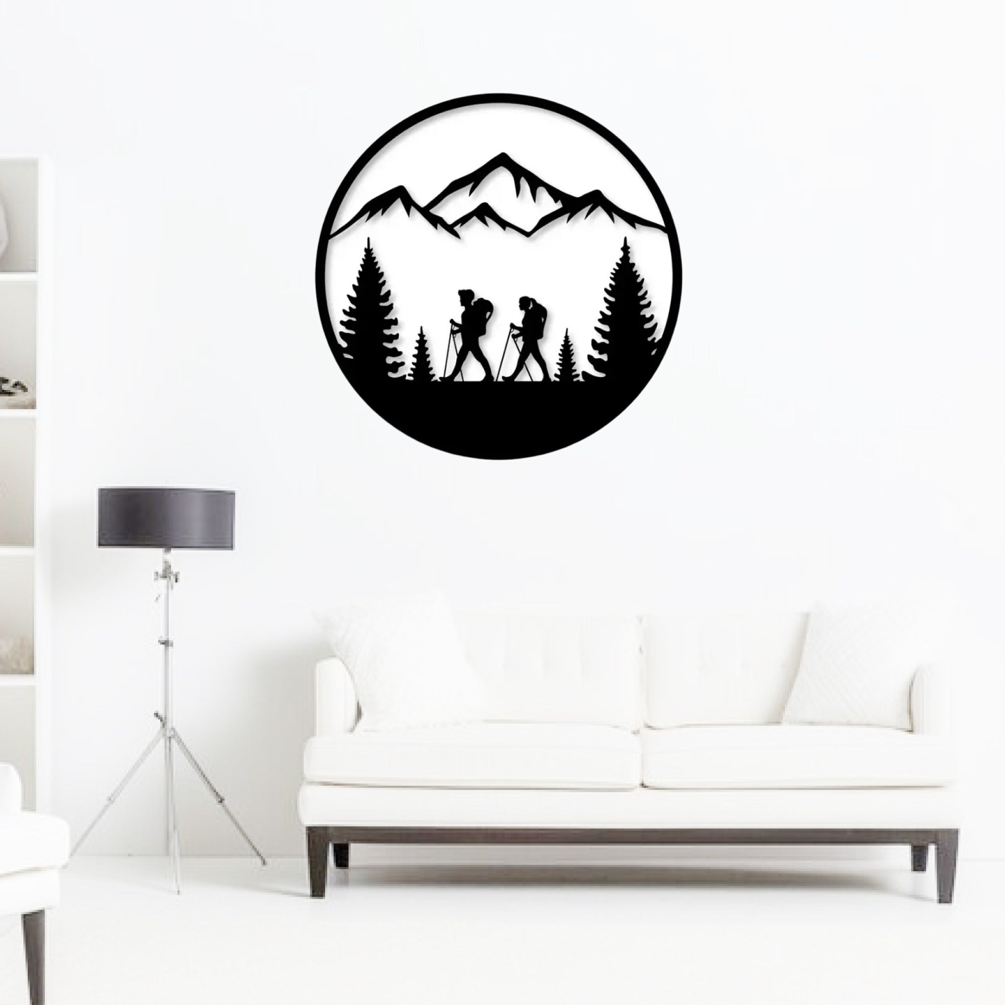 Hiking Adventure Mountains Trees Metal Art Wall Decor