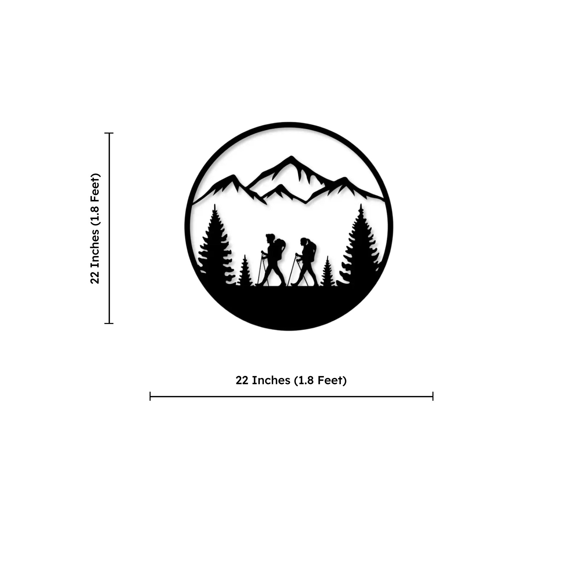 Hiking Adventure Mountains Trees Metal Art Wall Decor