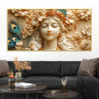 Elegant Lord Krishna Face Canvas Painting – Premium Spiritual Decor