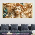 Elegant Lord Krishna Face Canvas Painting – Premium Spiritual Decor