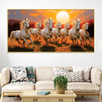 Seven Running Horses at Dawn Canvas Wall Painting