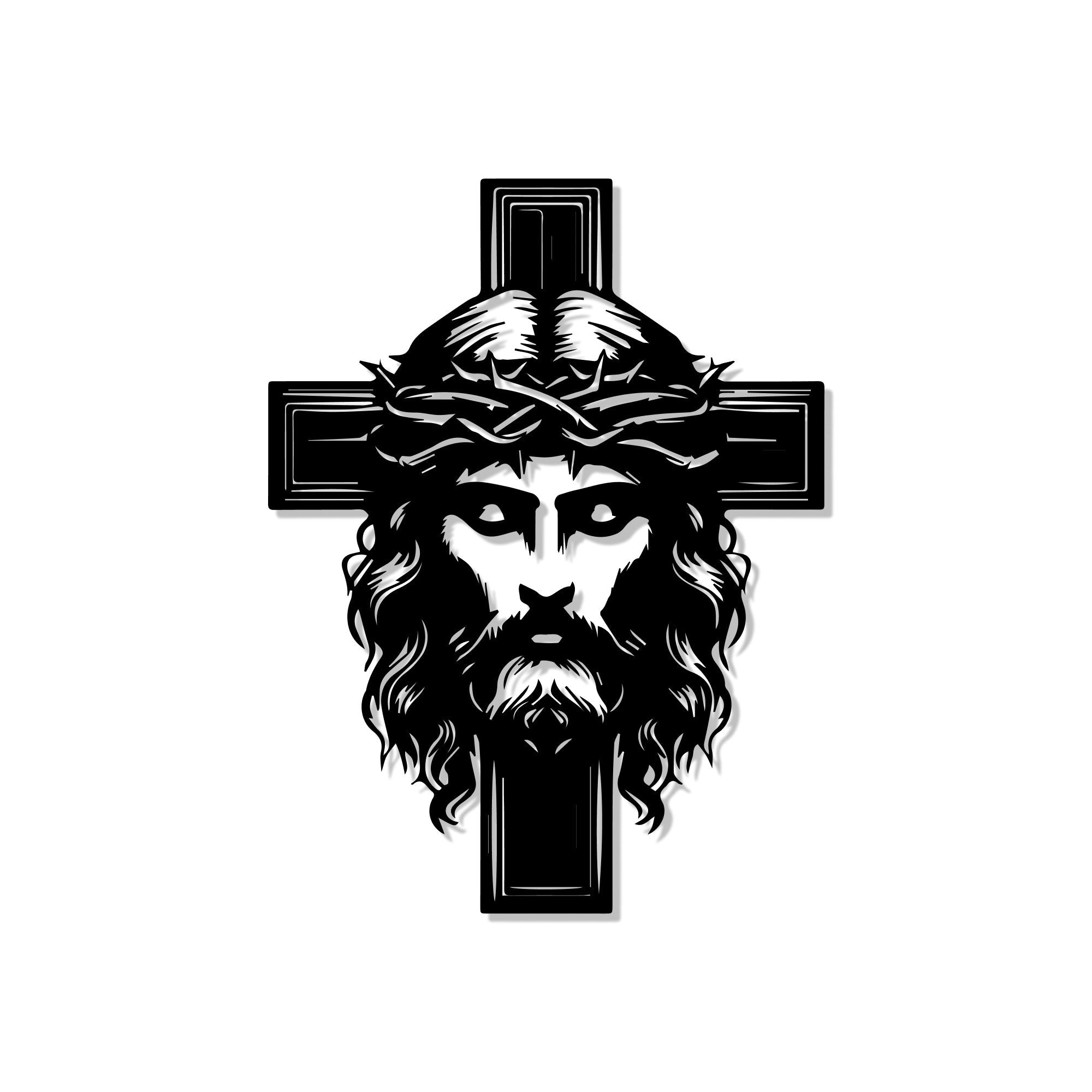 Jesus with Cross Metal Art Christian Spiritual Wall Decor