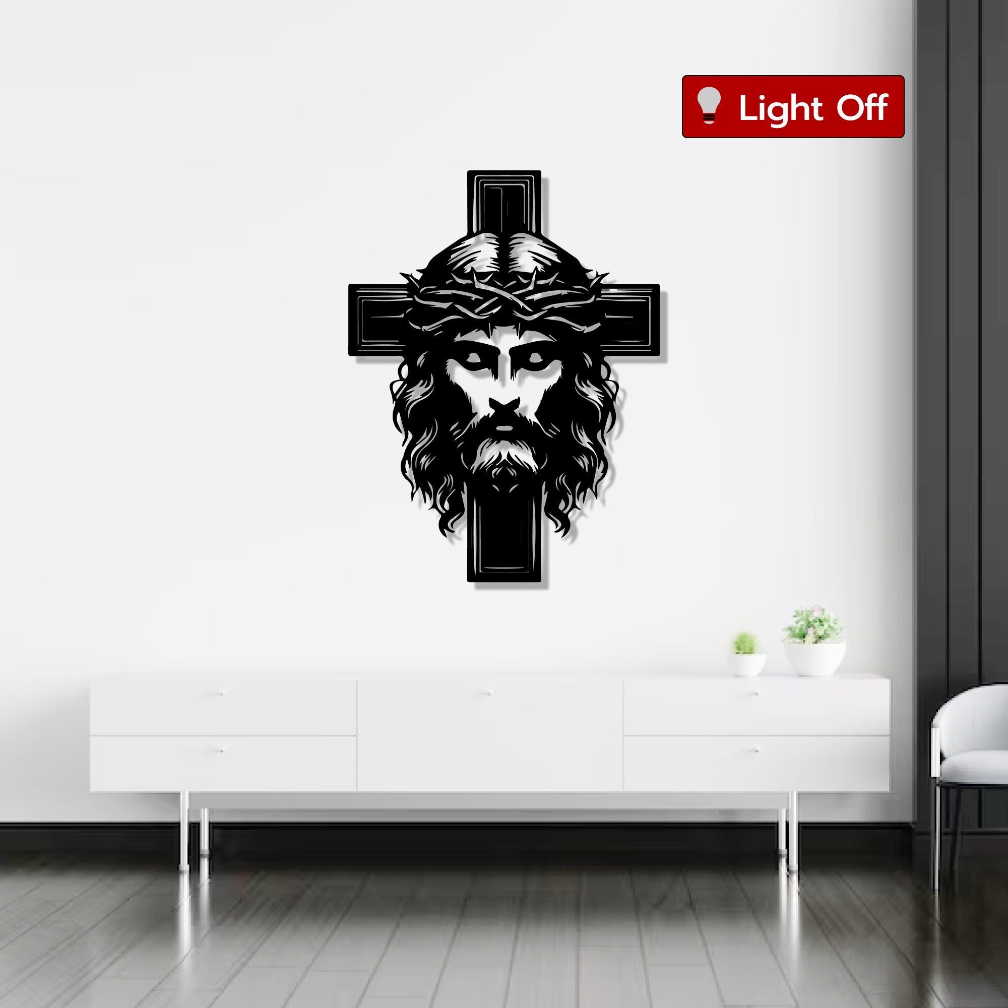 Jesus with Cross Metal Art Christian Spiritual Wall Decor