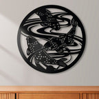 Koi Pond Harmony Design Metal Wall Art Decor
