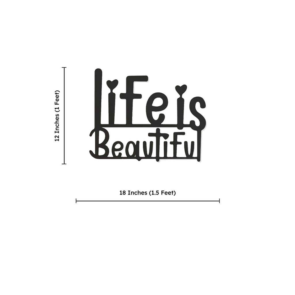 Life Is Beautiful Text Design Metal Art Office Wall Decor