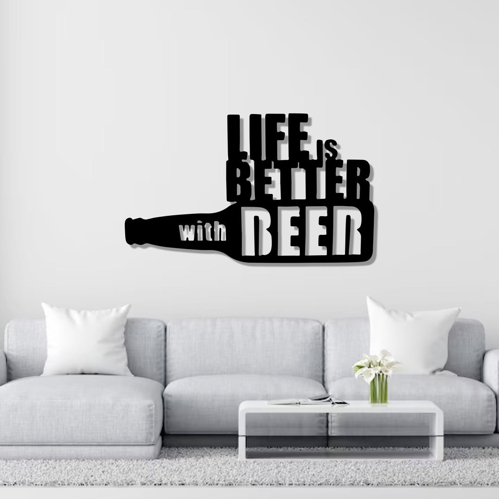 Life is Better with Beer Bottle Metal Art Wall Decor