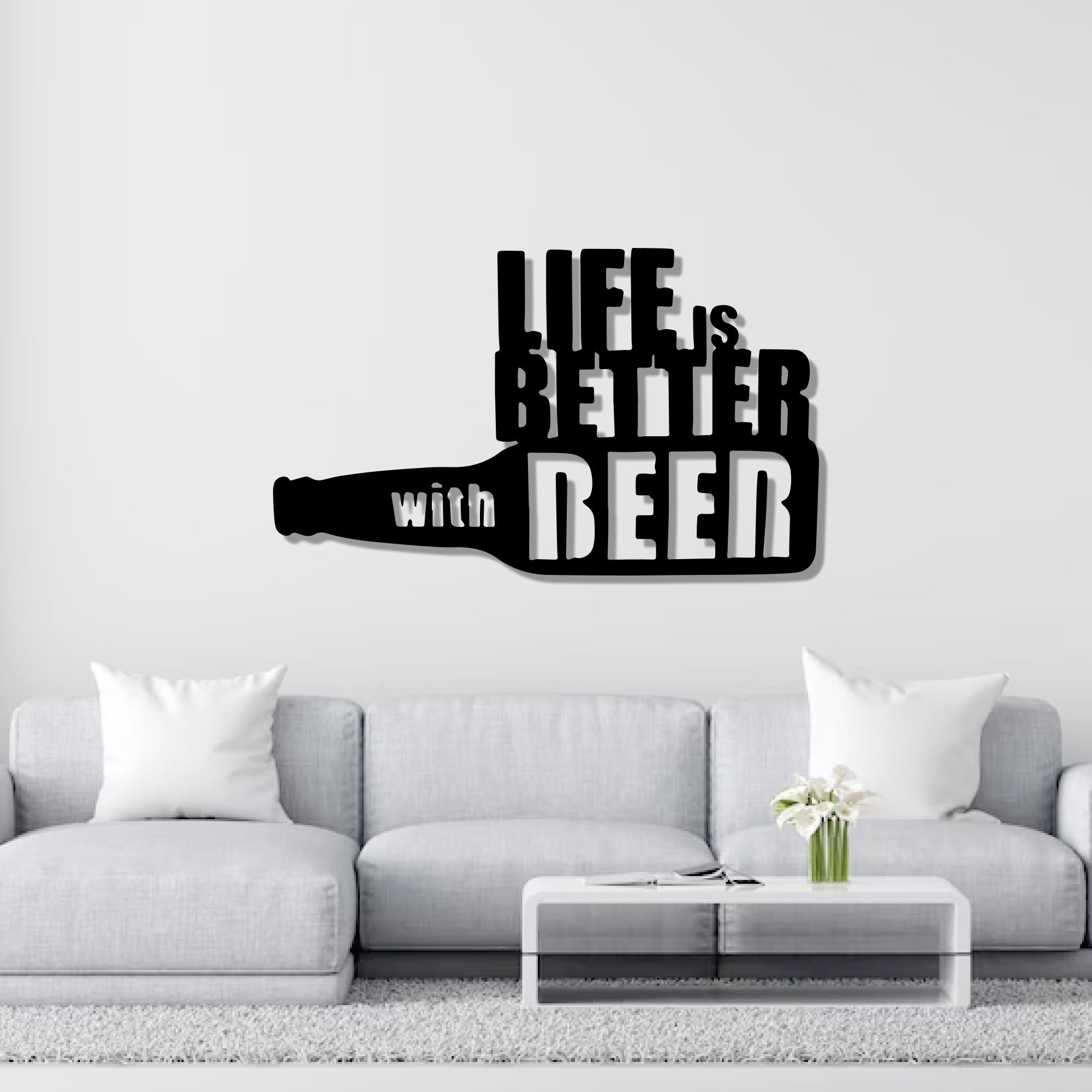 Life is Better with Beer Bottle Metal Art Wall Decor