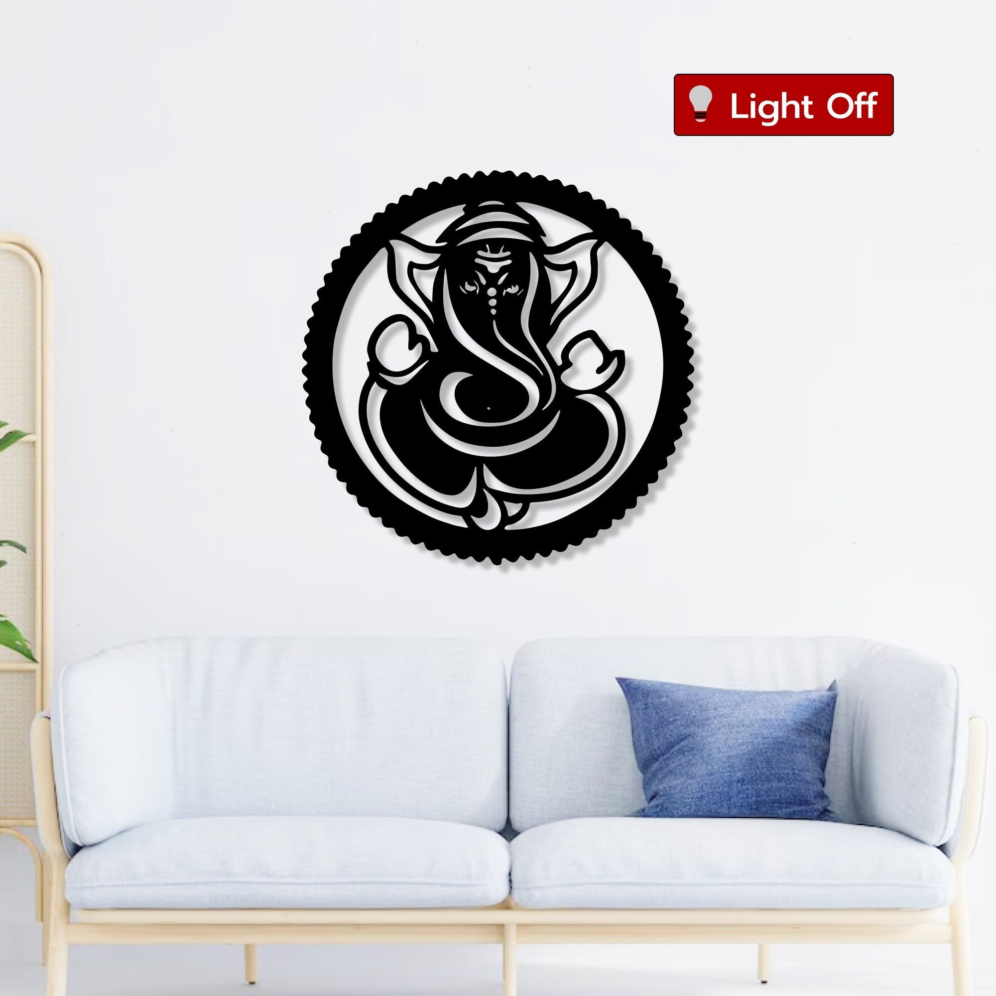 Lord Ganesha Circle Shape Metal Art Wall Decor