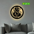 Lord Ganesha Circle Shape Metal Art Wall Decor