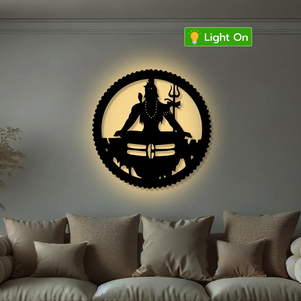 Lord Mahadev Lotus Position Metal Art Devotion Wall Decor