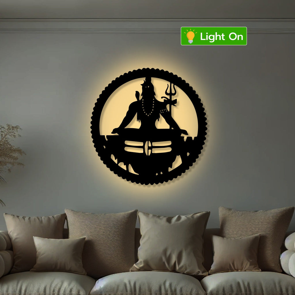 Lord Mahadev Lotus Position Metal Art Devotion Wall Decor