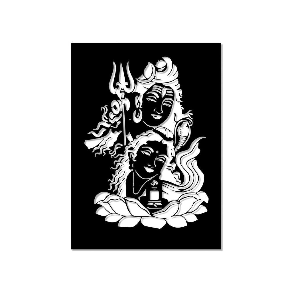 Lord Shiva with Parvati Modern Metal Art Wall Decor