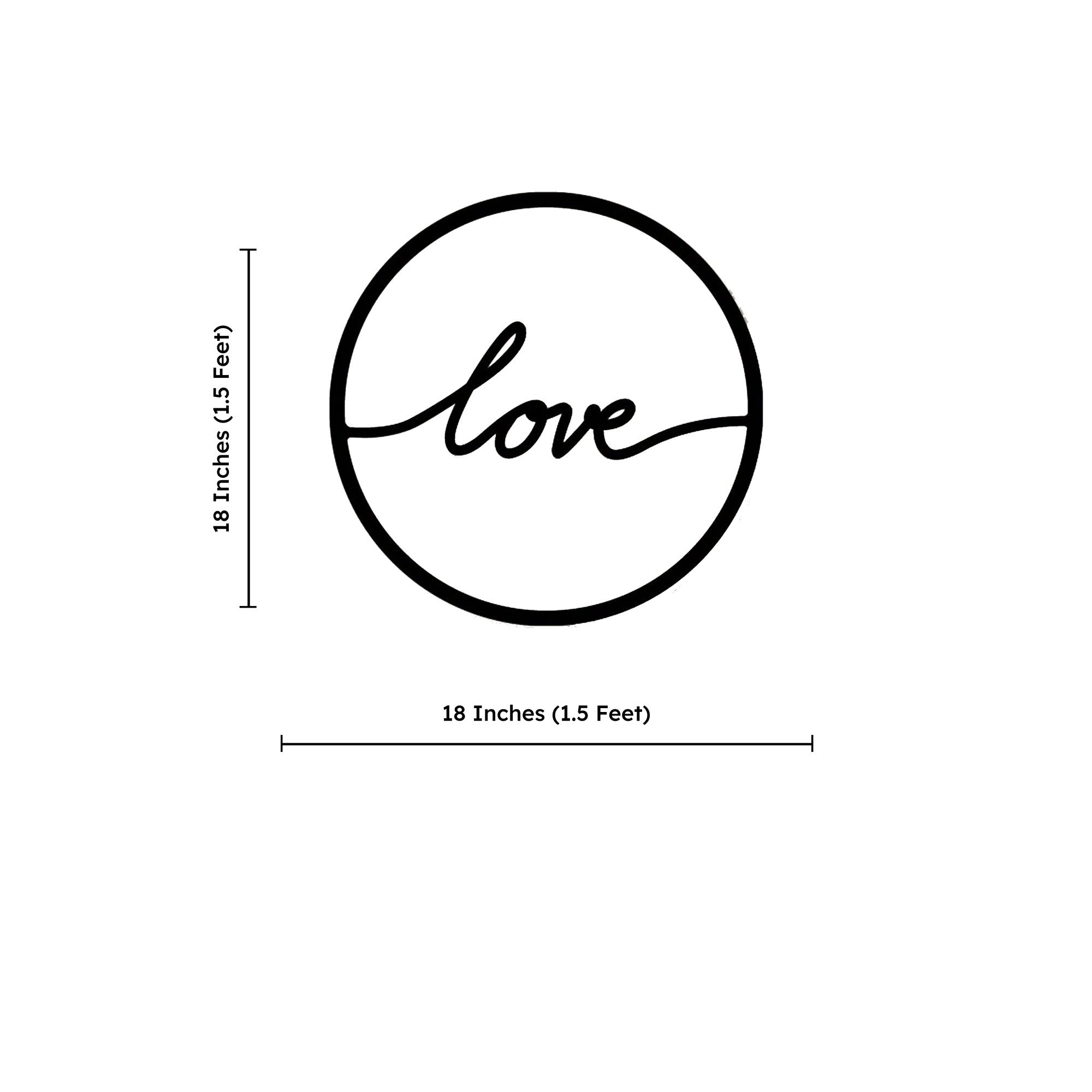 Love Text With Circle Frame Metal Art Wall Decor