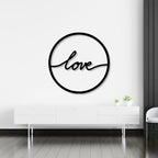 Love Text With Circle Frame Metal Art Wall Decor