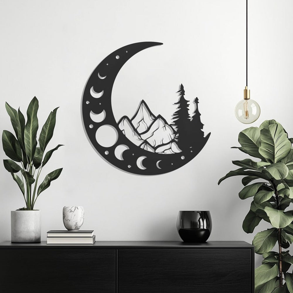 Lunar Mountainscape Metal Wall Art Decor