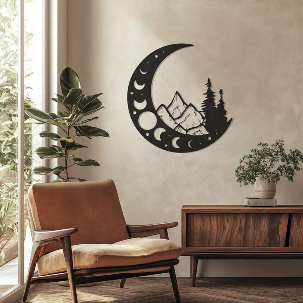 Lunar Mountainscape Metal Wall Art Decor