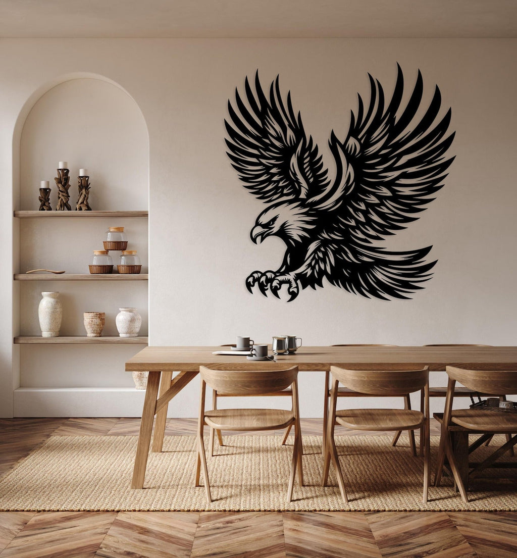 Majestic Detailed Eagle Silhouette Metal Wall Art Decor